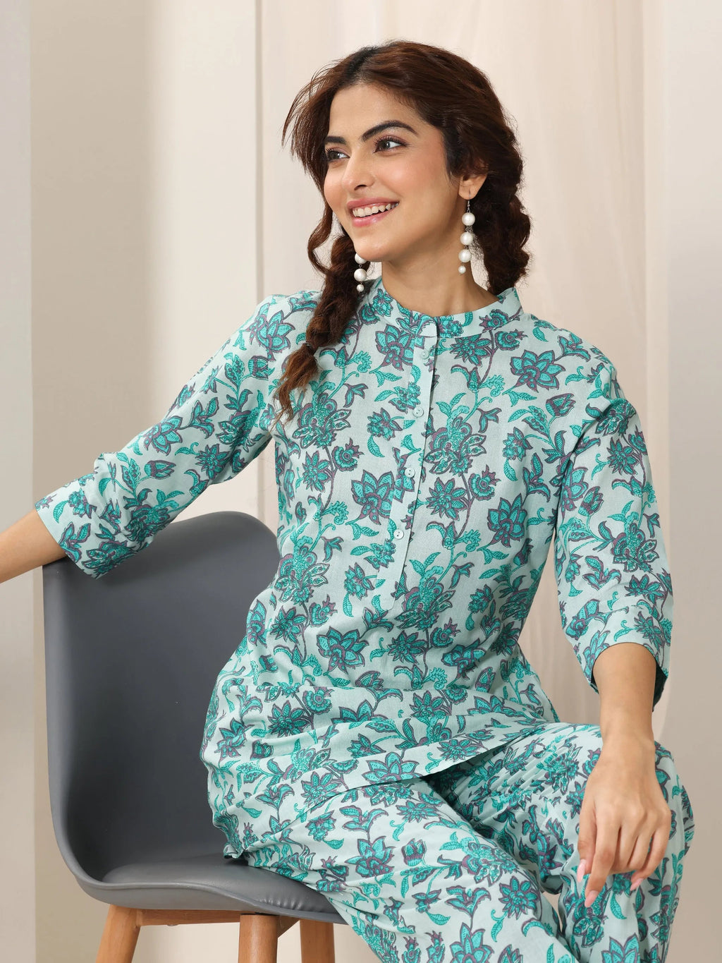 Blue Printed Cotton Co-Ord Sets