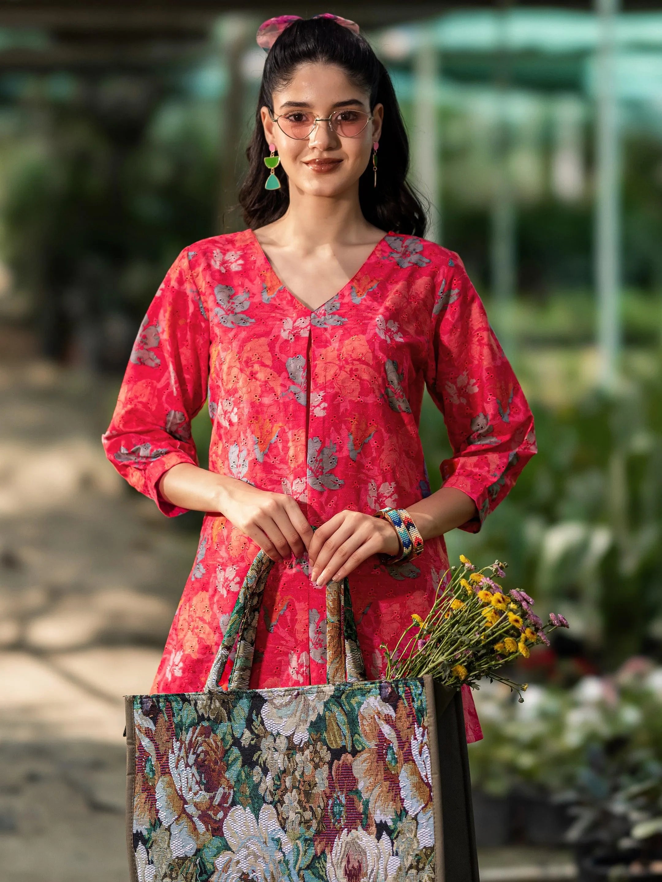 Coral Printed Cotton Co-Ord Sets