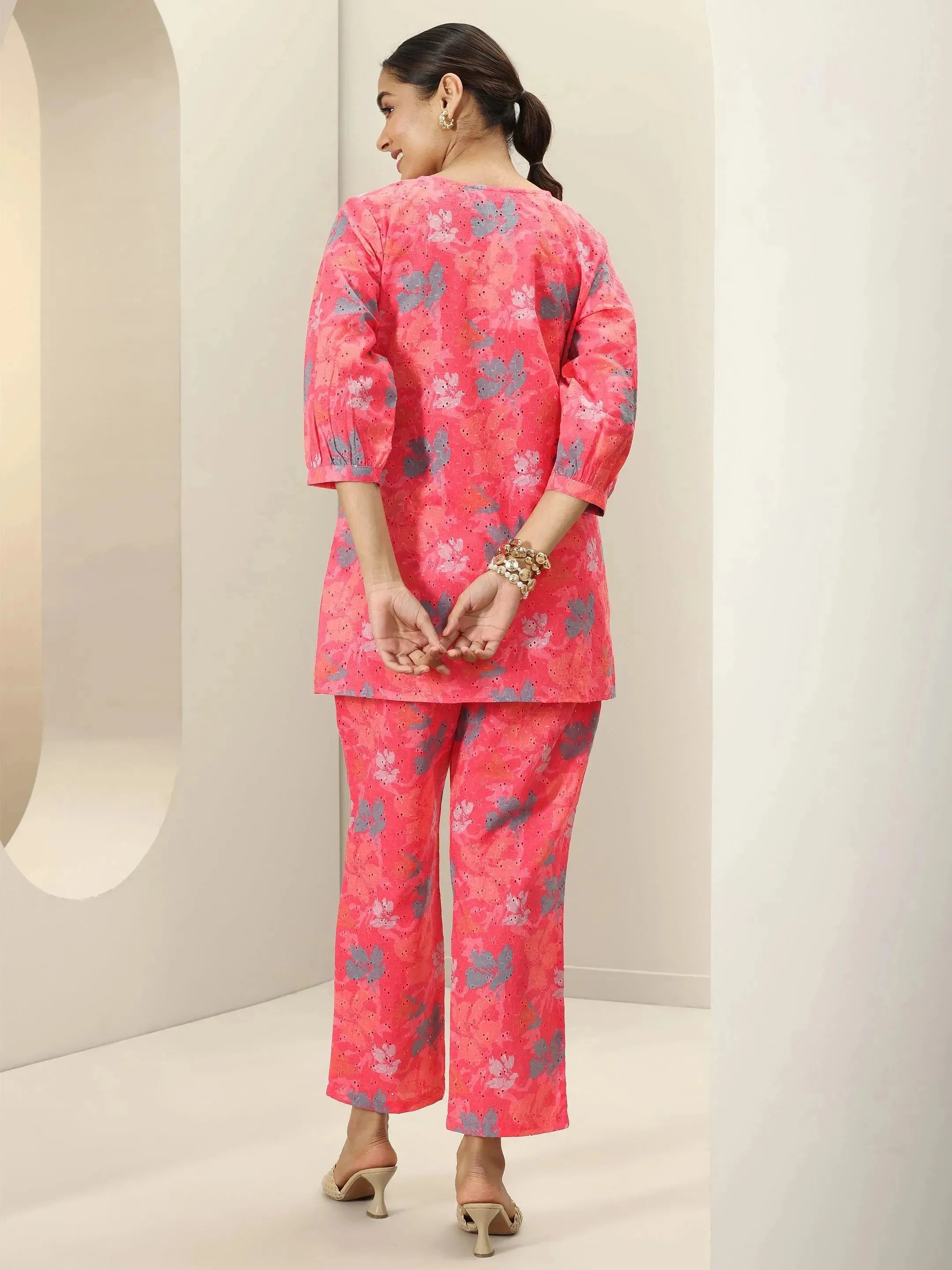 Coral Printed Cotton Co-Ord Sets