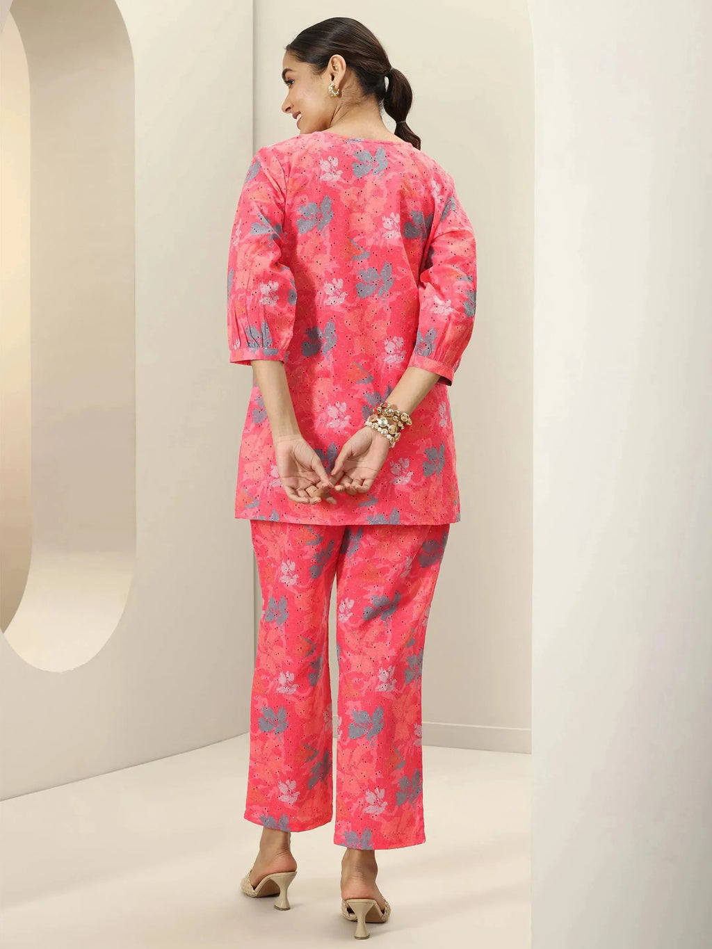 Coral Printed Cotton Co-Ord Sets