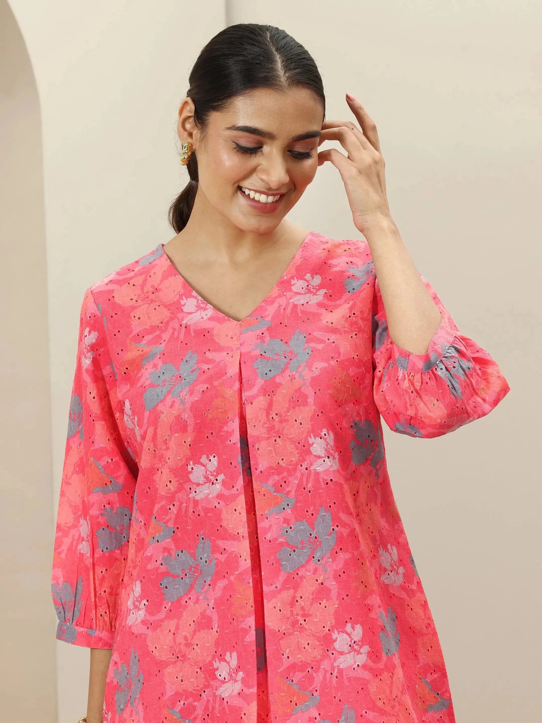 Coral Printed Cotton Co-Ord Sets