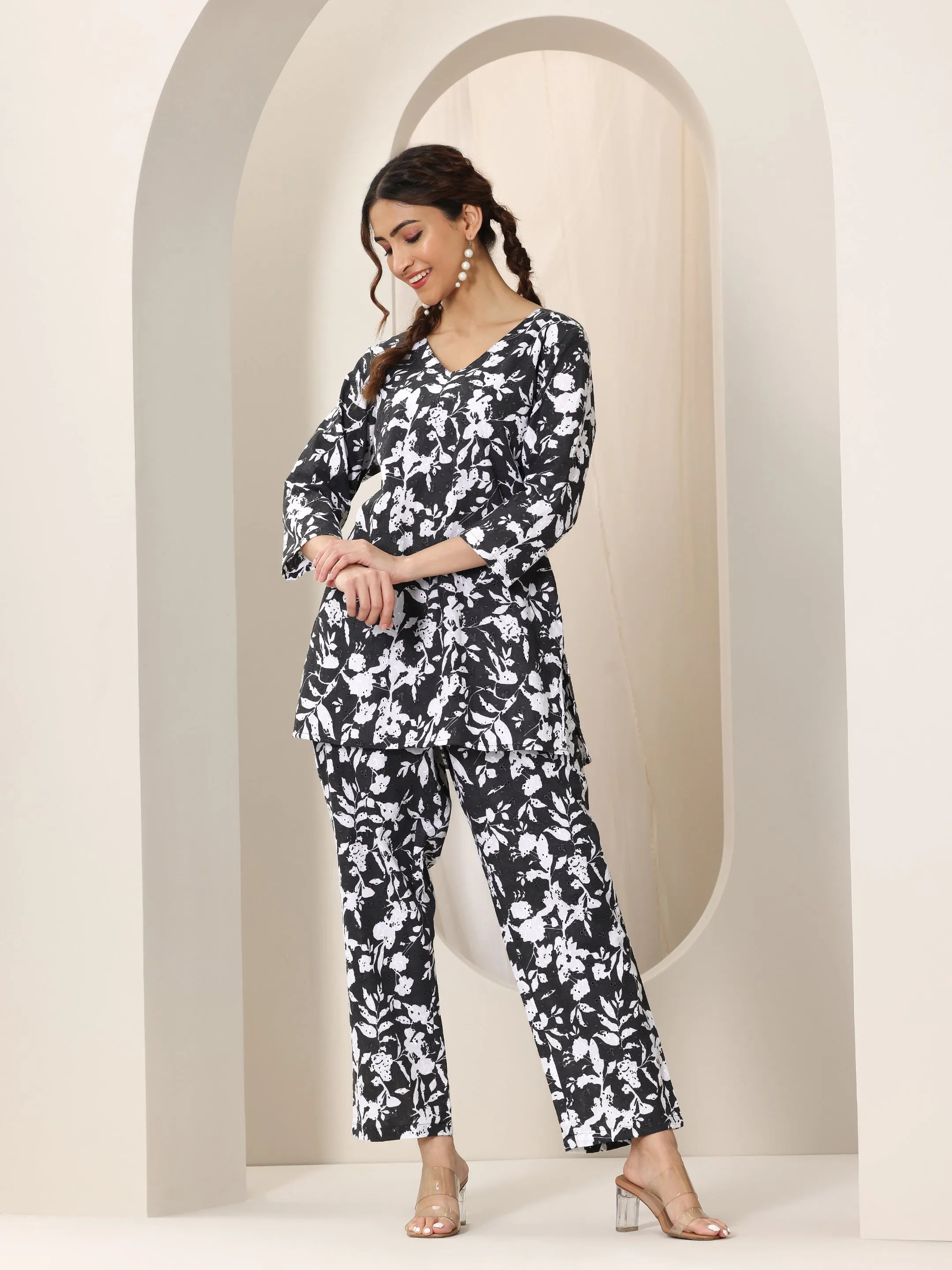 Black Printed Cotton Co-Ord Sets