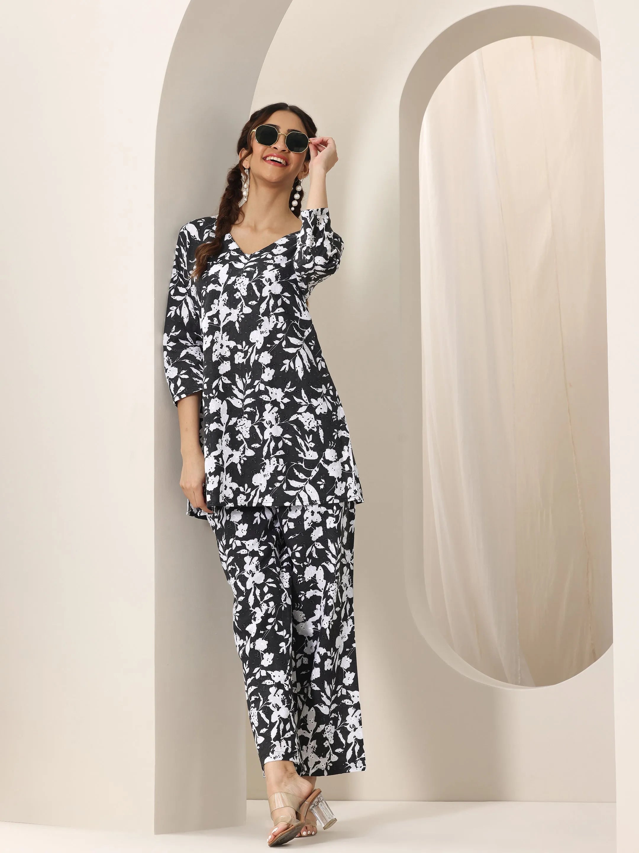 Black Printed Cotton Co-Ord Sets