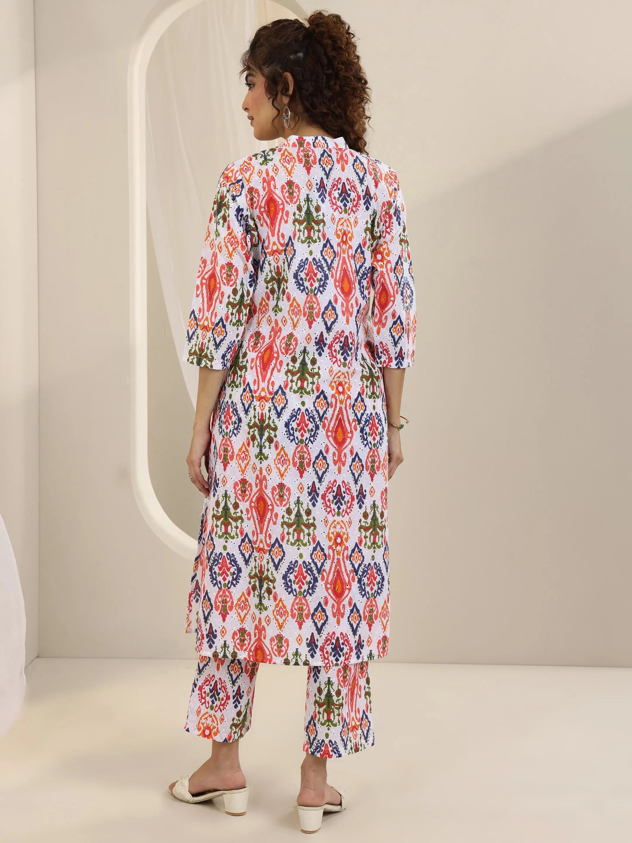 Multi Printed Cotton Straight Kurta Set