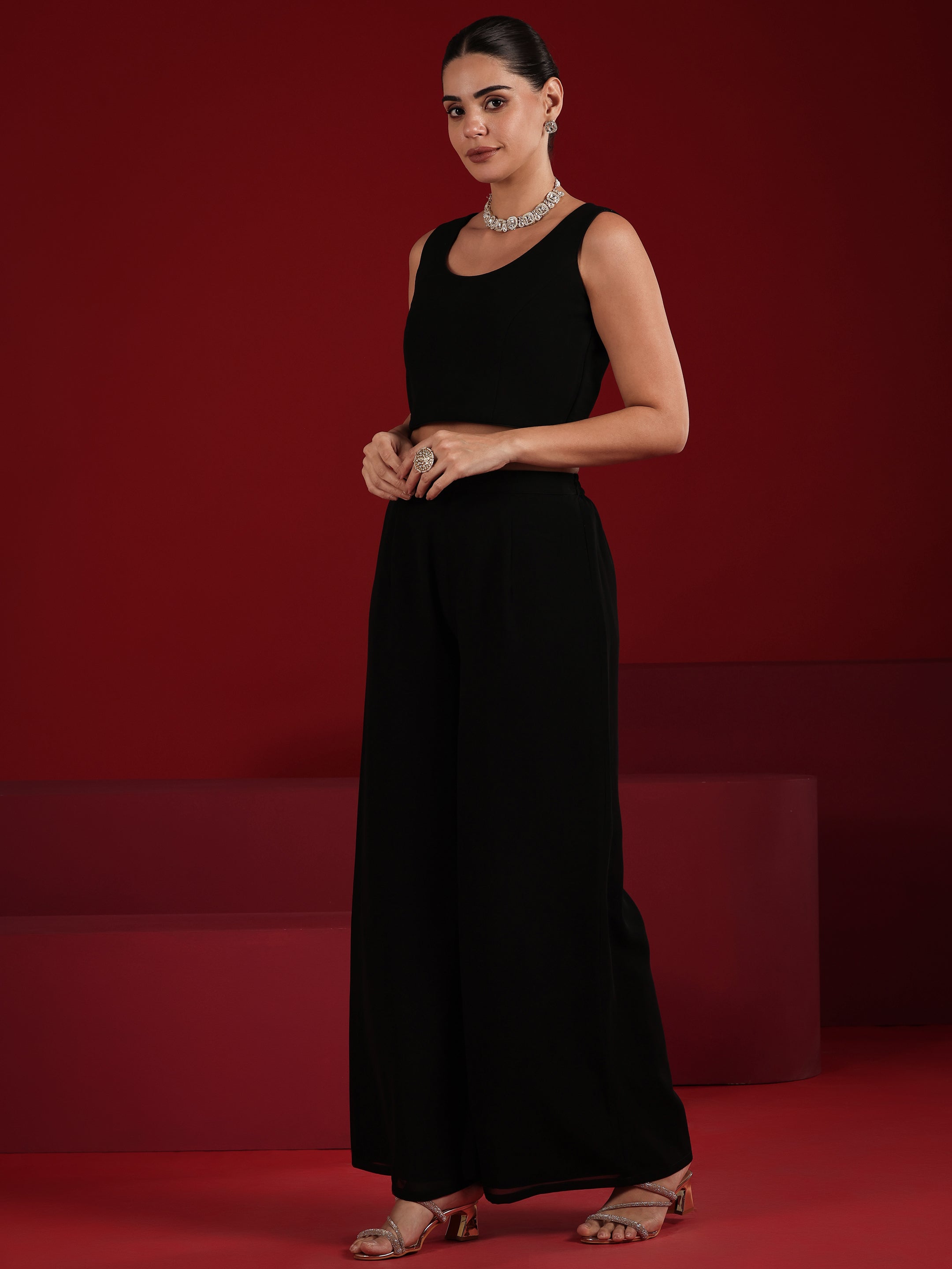 Libas Art Black Embroidered Georgette Co-Ord Sets