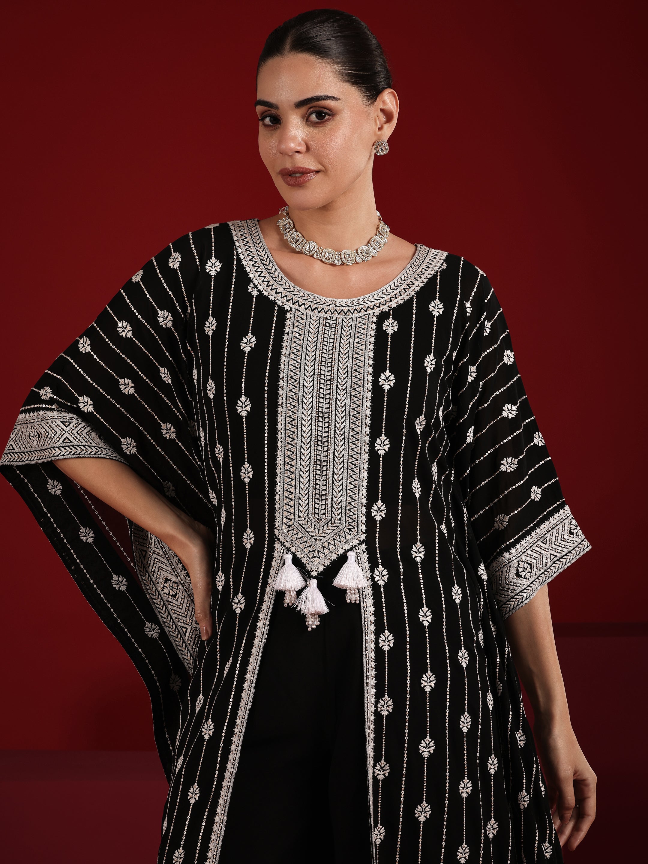 Libas Art Black Embroidered Georgette Co-Ord Sets