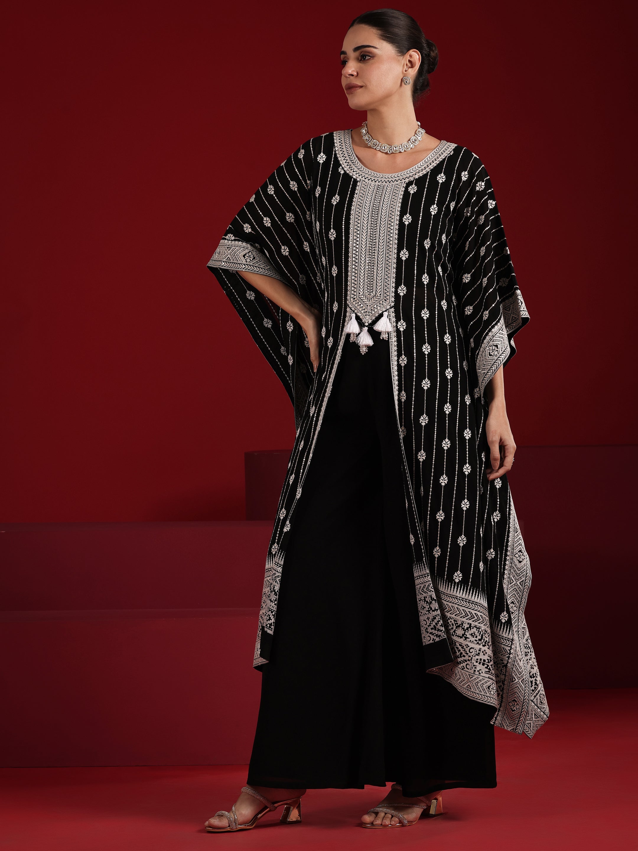 Libas Art Black Embroidered Georgette Co-Ord Sets