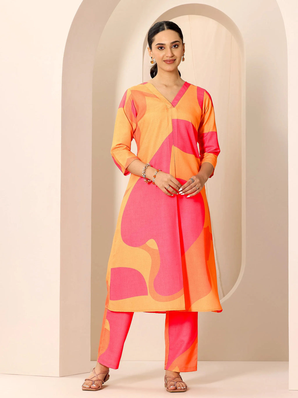 Multi Printed Rayon Straight Kurta Set