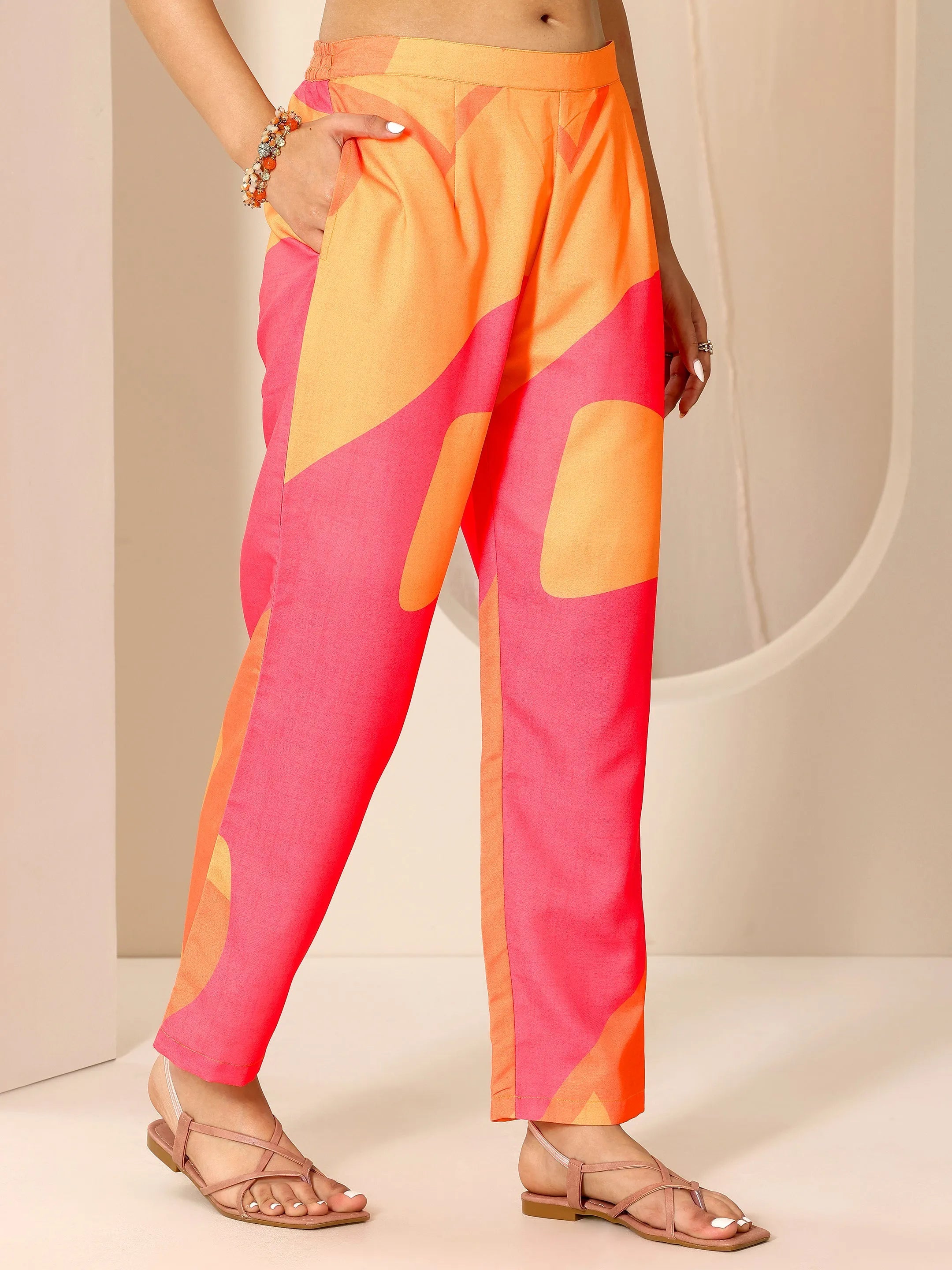 Multi Printed Rayon Straight Kurta Set