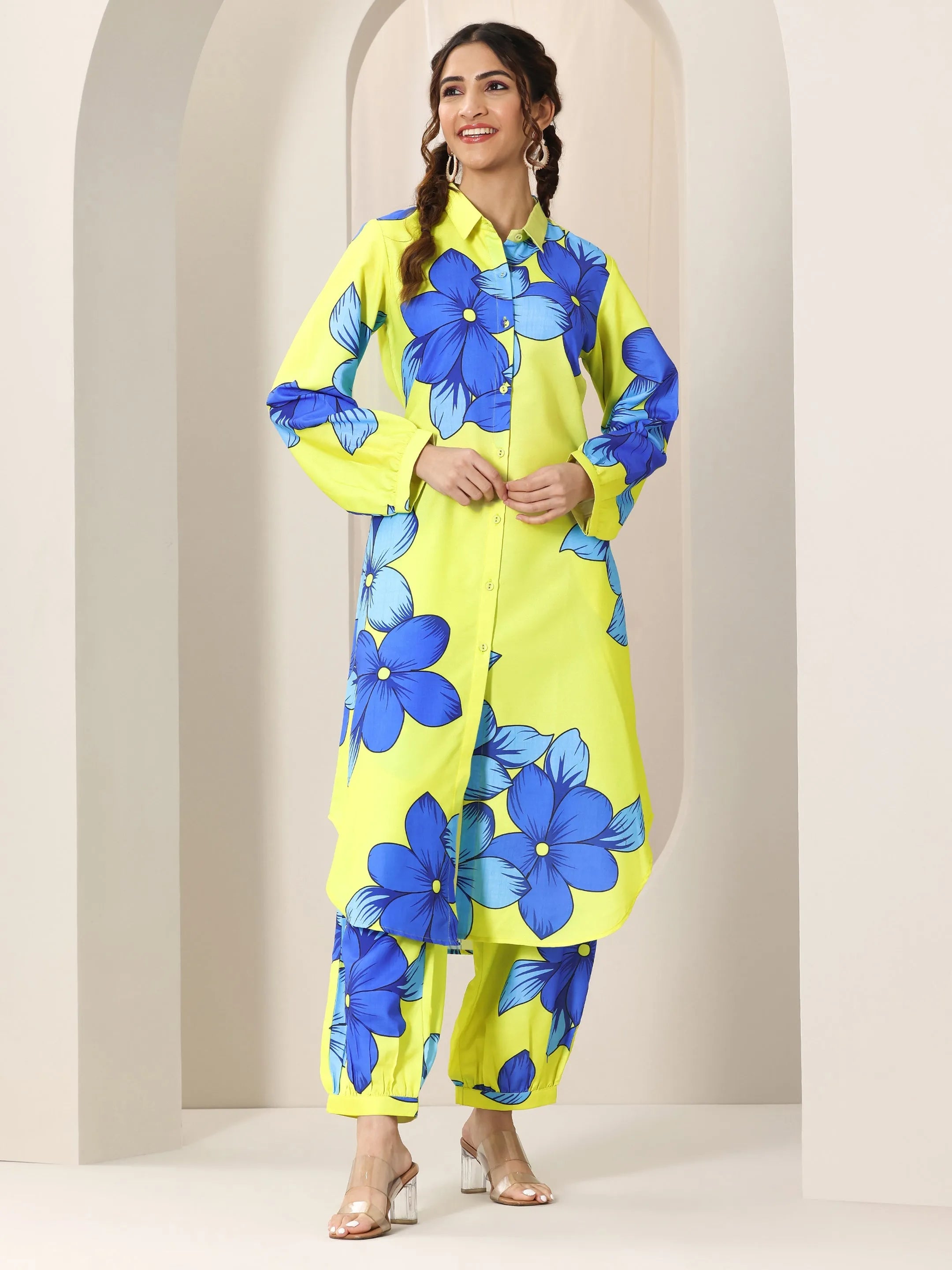 Green Printed Rayon Co-Ord Sets