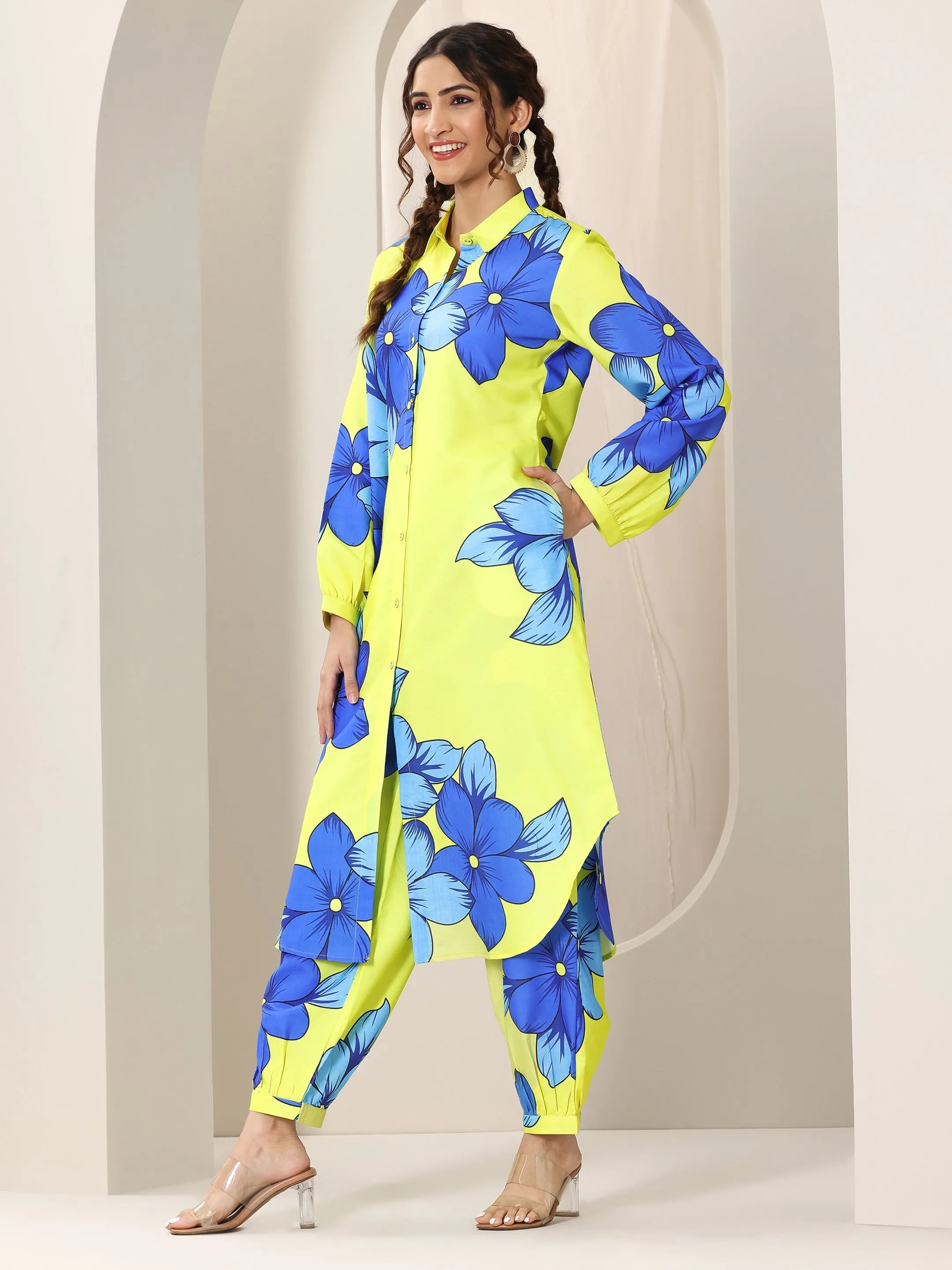 Green Printed Rayon Co-Ord Sets