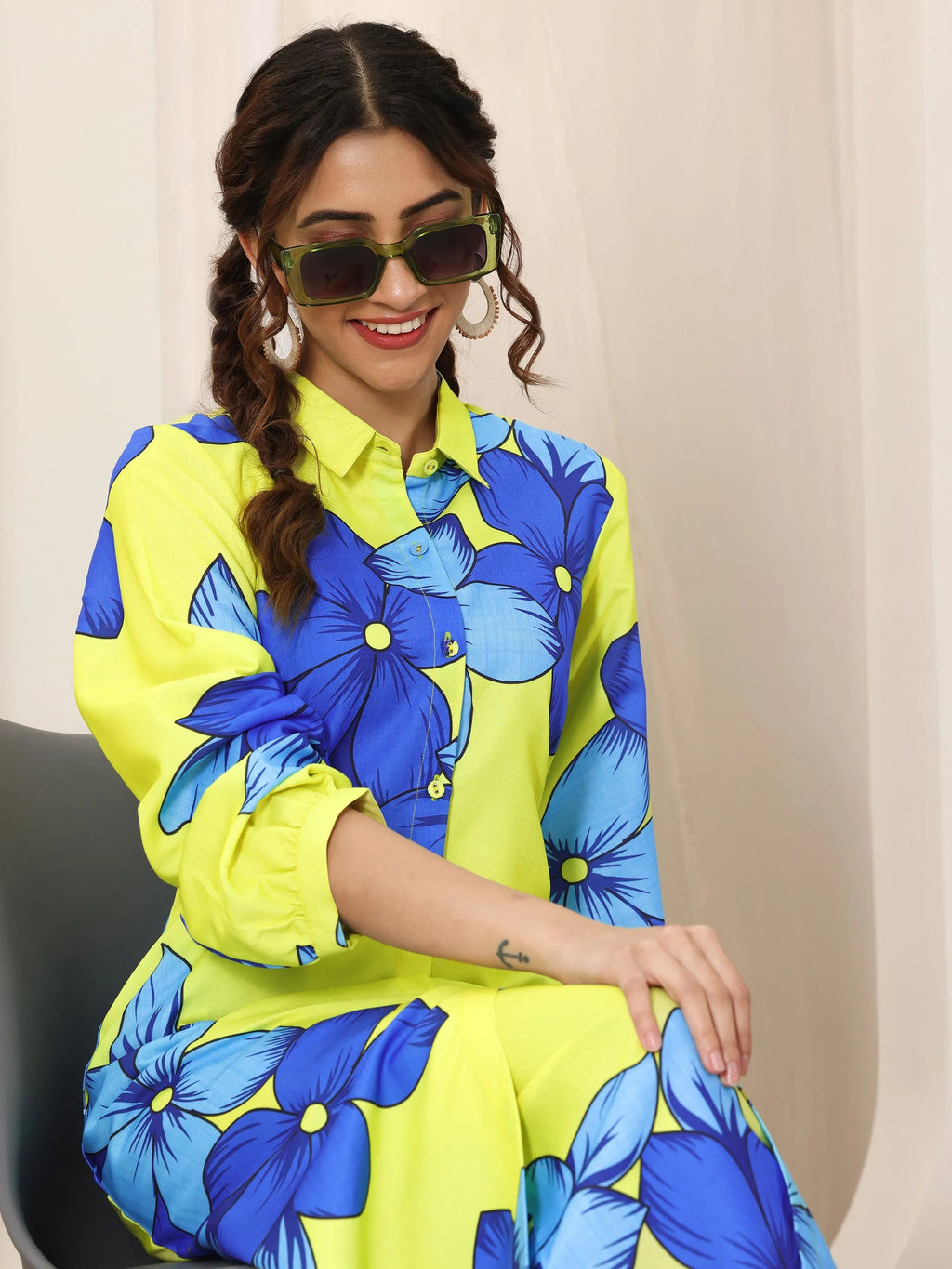 Green Printed Rayon Co-Ord Sets