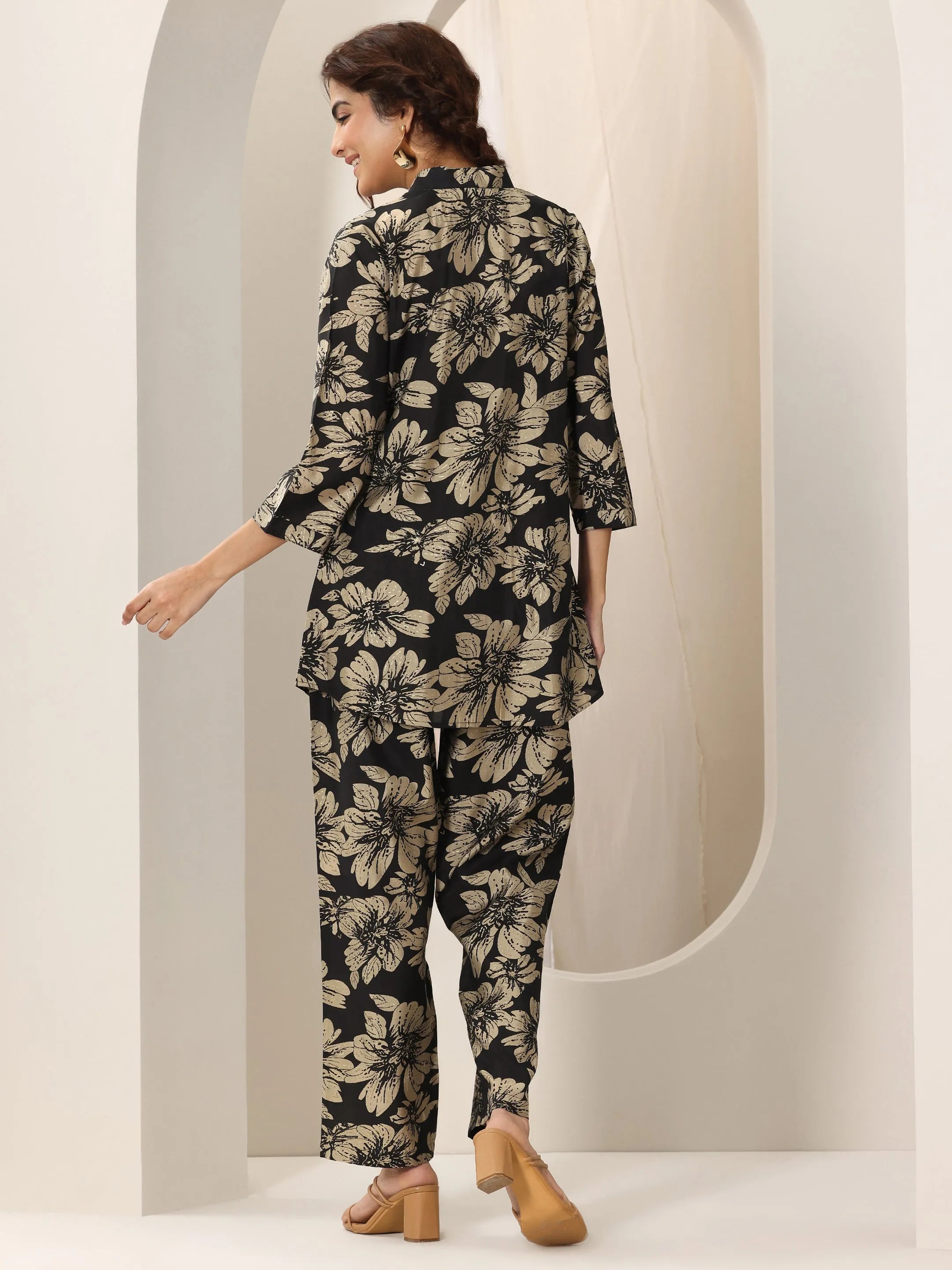 Black Printed Rayon Co-Ord Sets