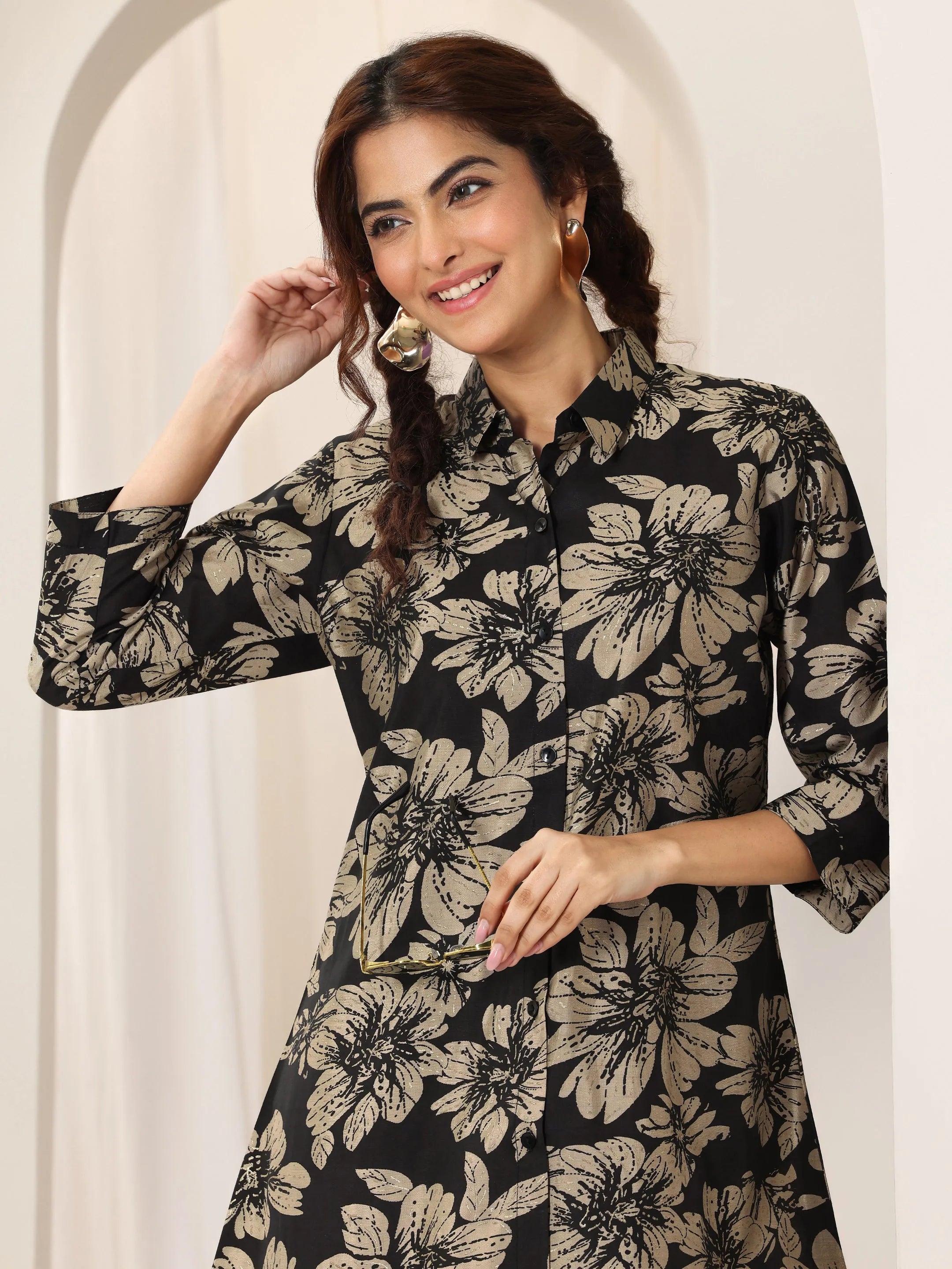 Black Printed Rayon Co-Ord Sets