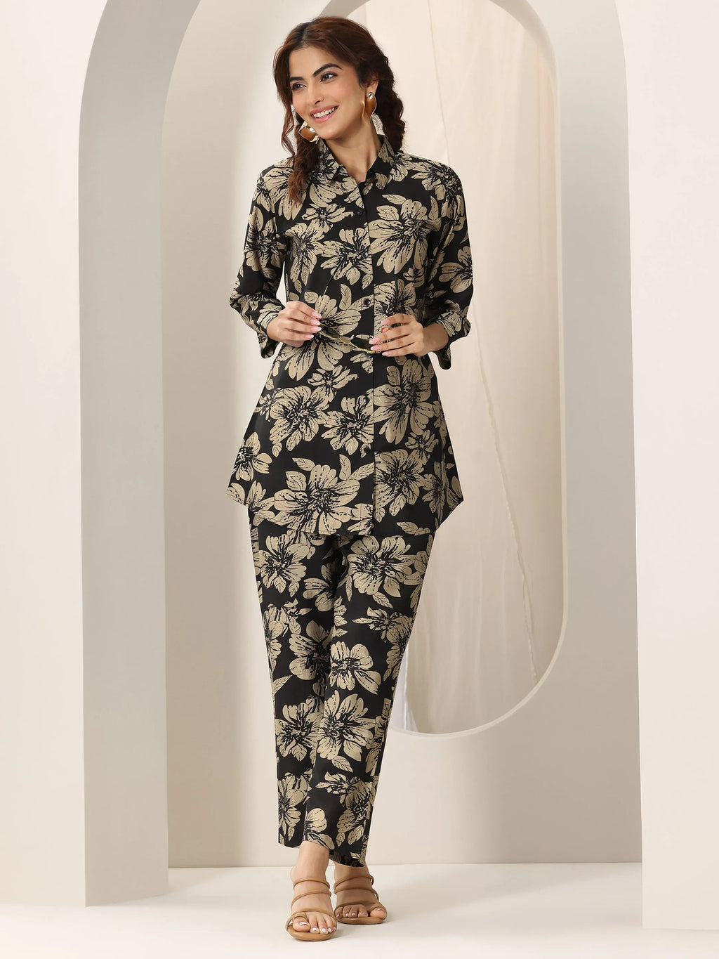 Black Printed Rayon Co-Ord Sets