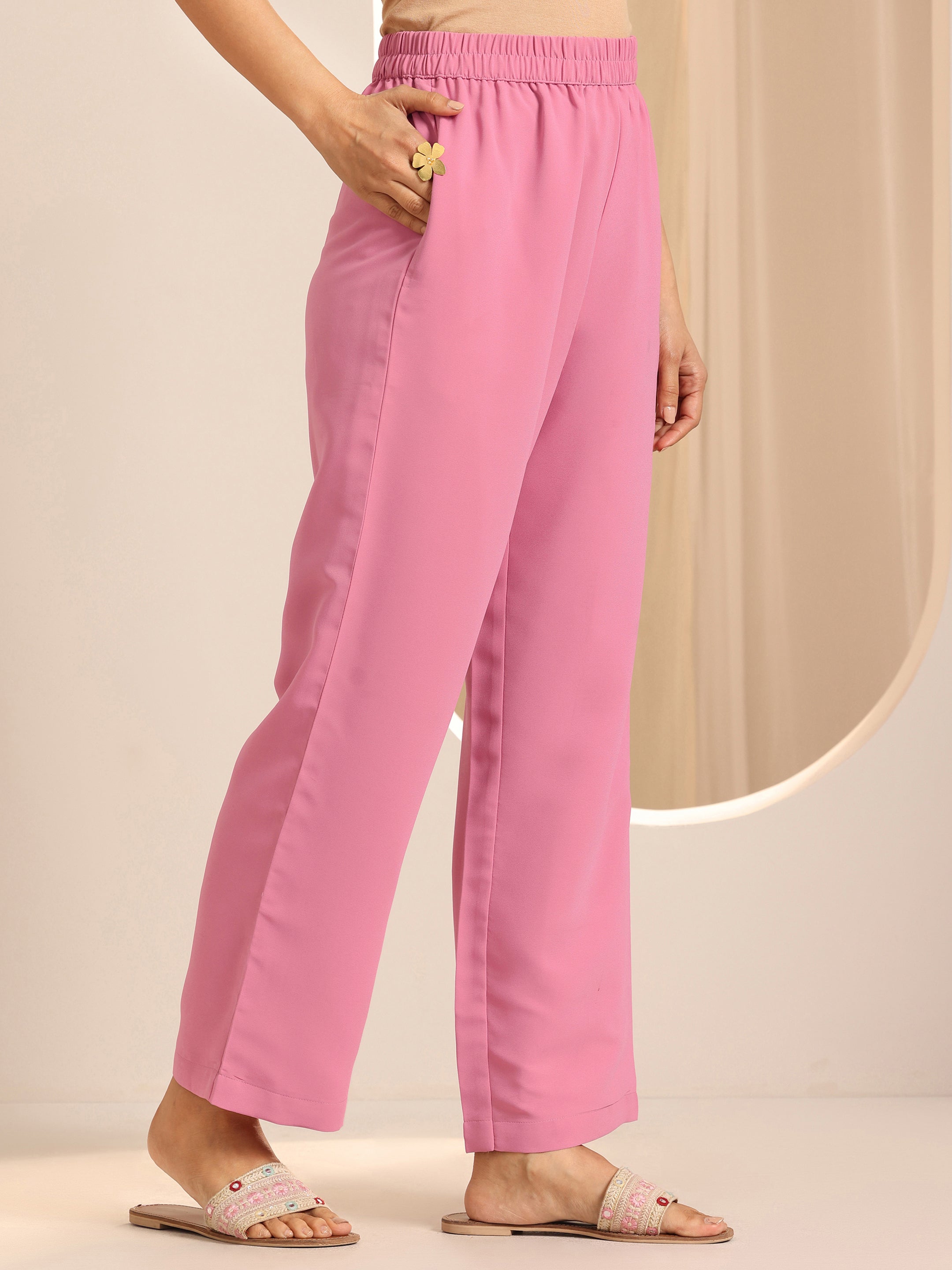 Pink Embroidered Georgette Straight Suit Set With Dupatta