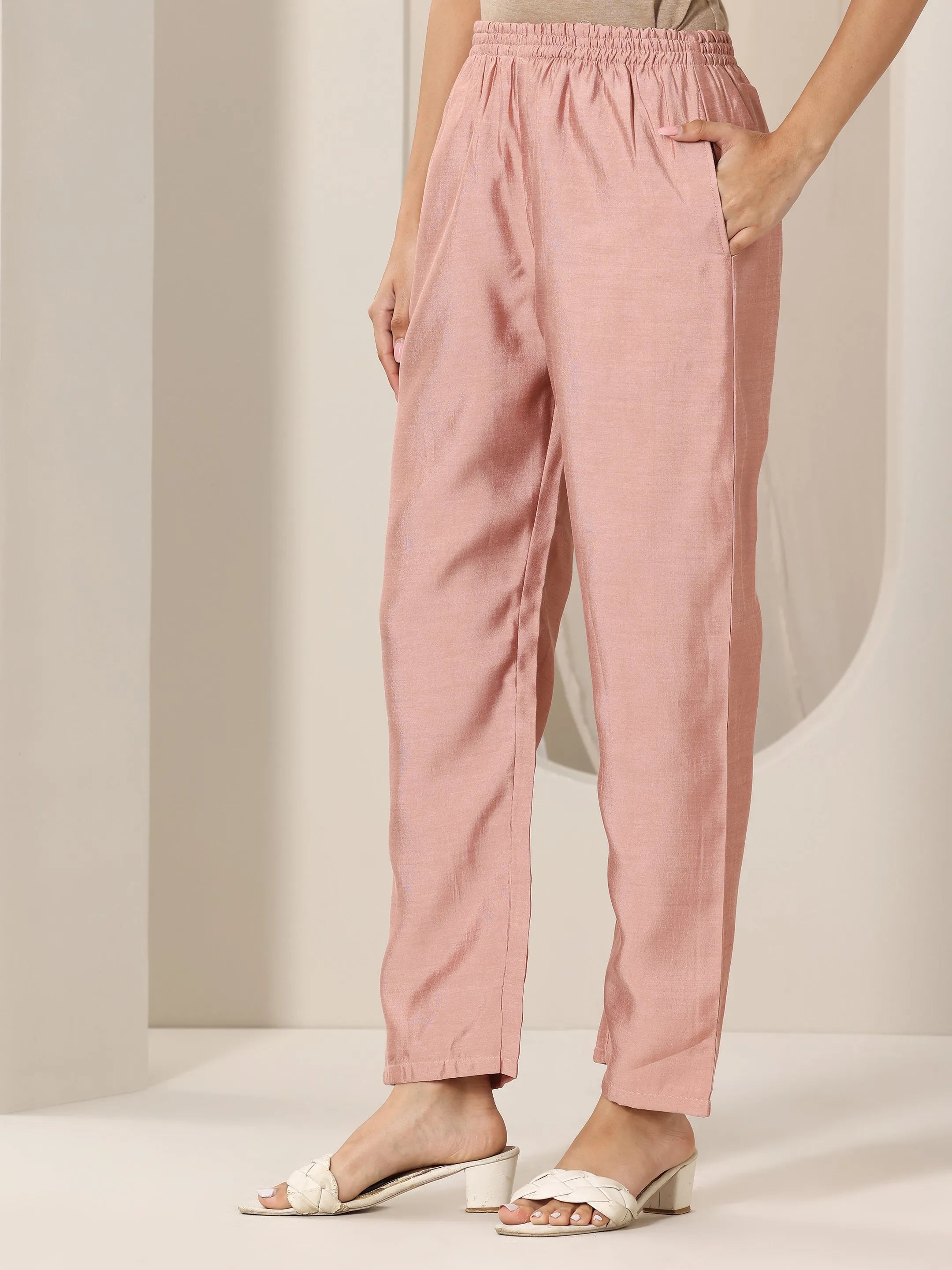 Peach Embroidered Organza Straight Suit Set With Dupatta