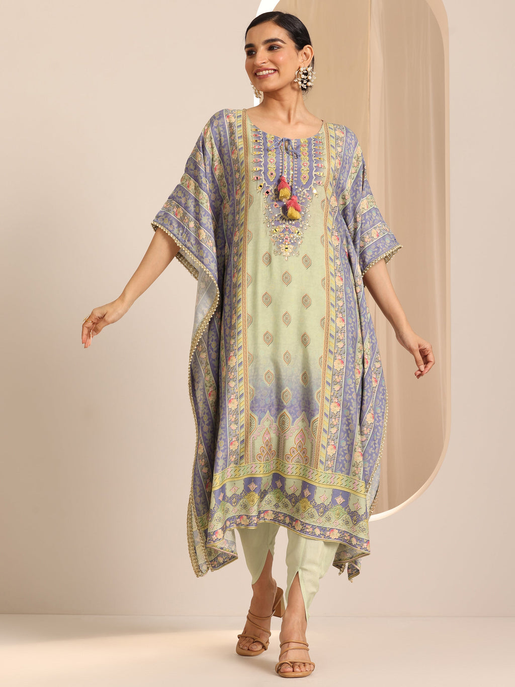 Multi Printed Muslin A-Line Kurta Set