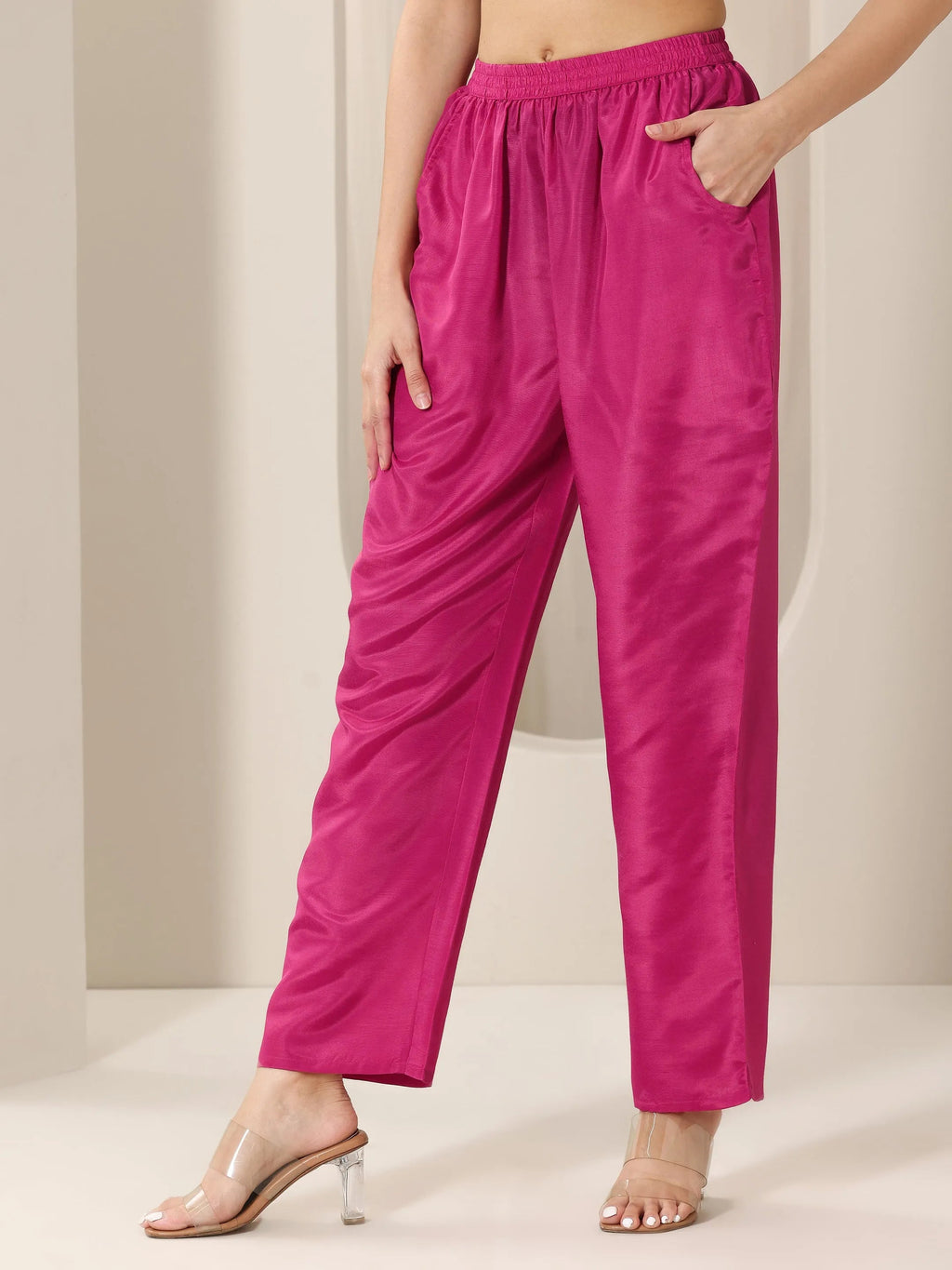 Pink Printed Silk Blend Straight Suit Set With Dupatta