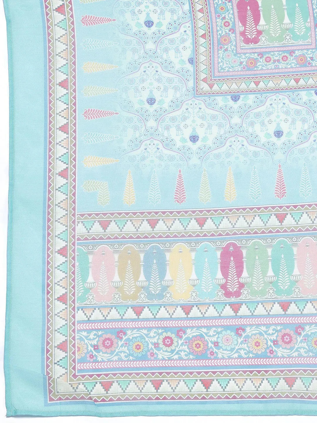 Green Printed Poly Crepe Straight Suit With Dupatta