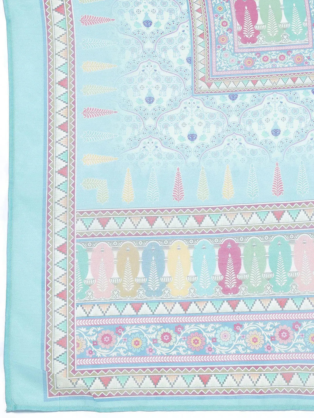 Green Printed Poly Crepe Straight Suit With Dupatta