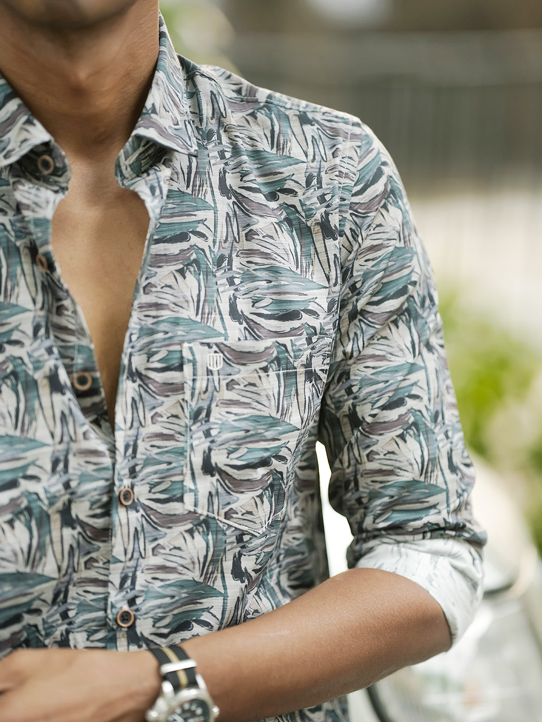 Aqua Green Abstract Printed Shirt