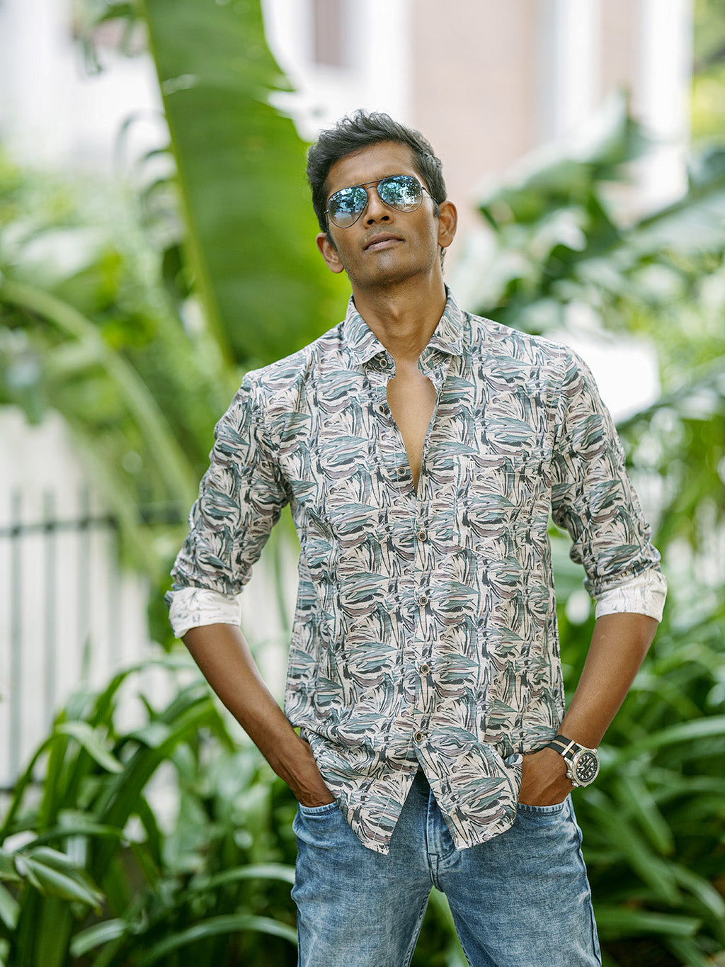 Aqua Green Abstract Printed Shirt