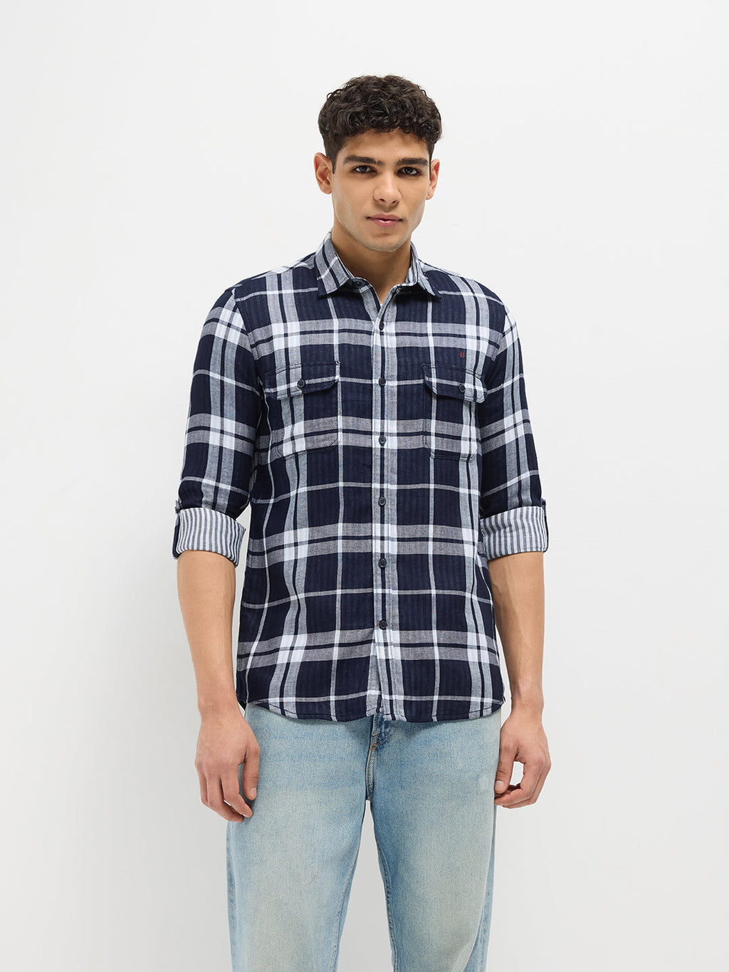 Blue Checked Indigo Casual Shirt