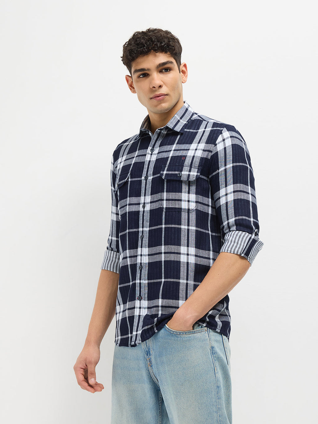Blue Checked Indigo Casual Shirt
