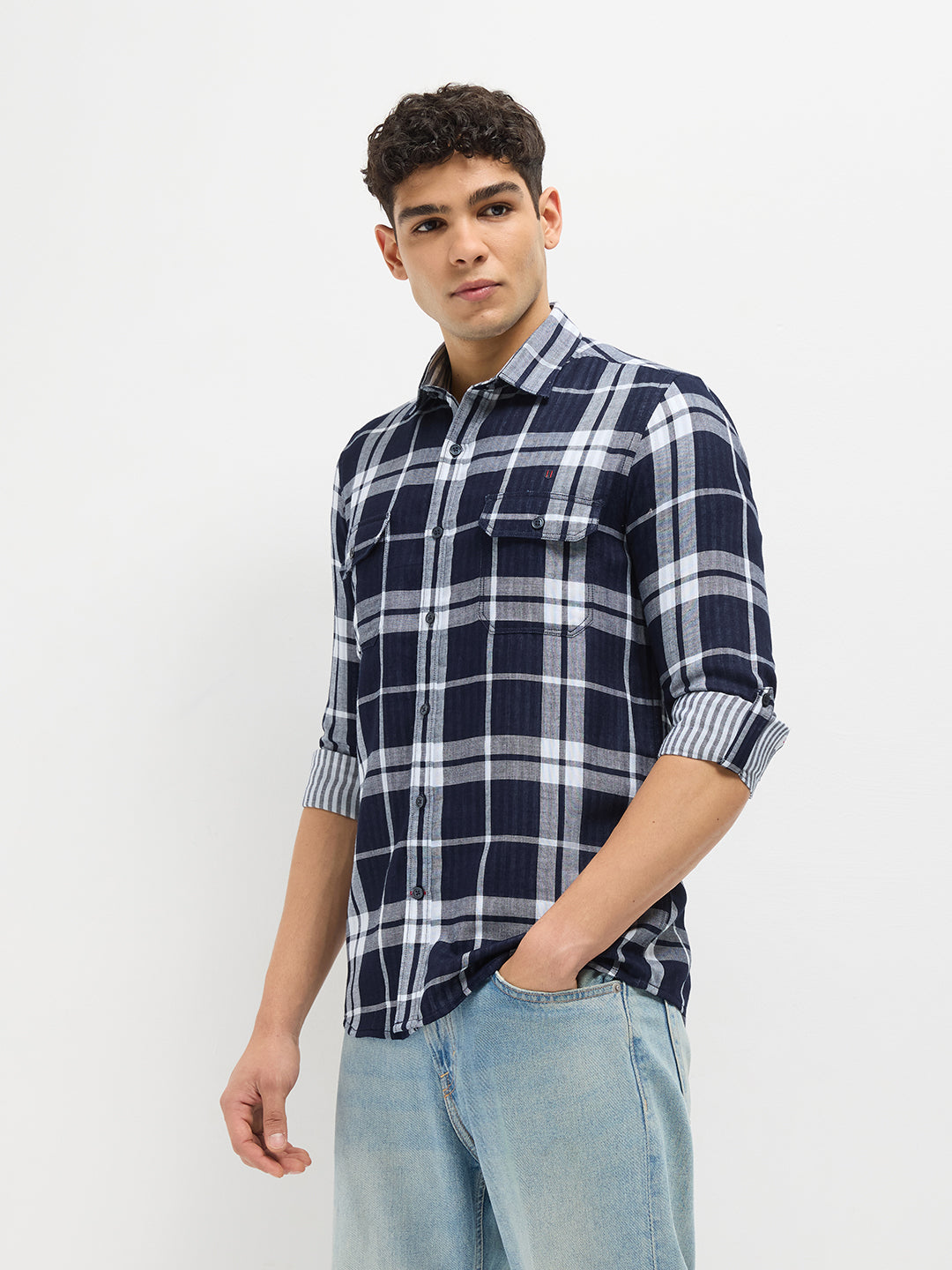 Blue Checked Indigo Casual Shirt