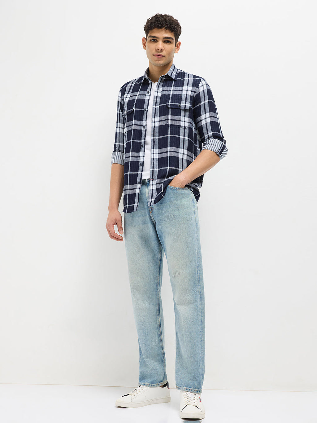 Blue Checked Indigo Casual Shirt