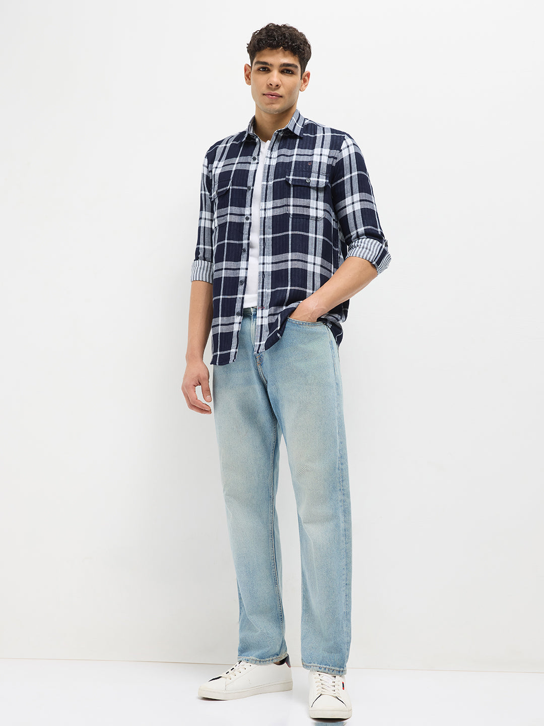 Blue Checked Indigo Casual Shirt