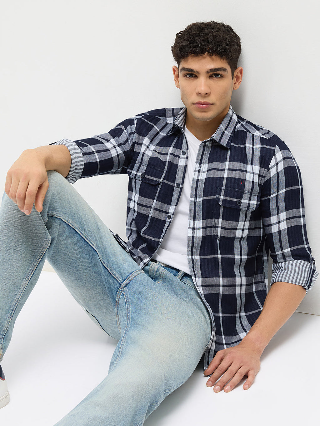 Blue Checked Indigo Casual Shirt