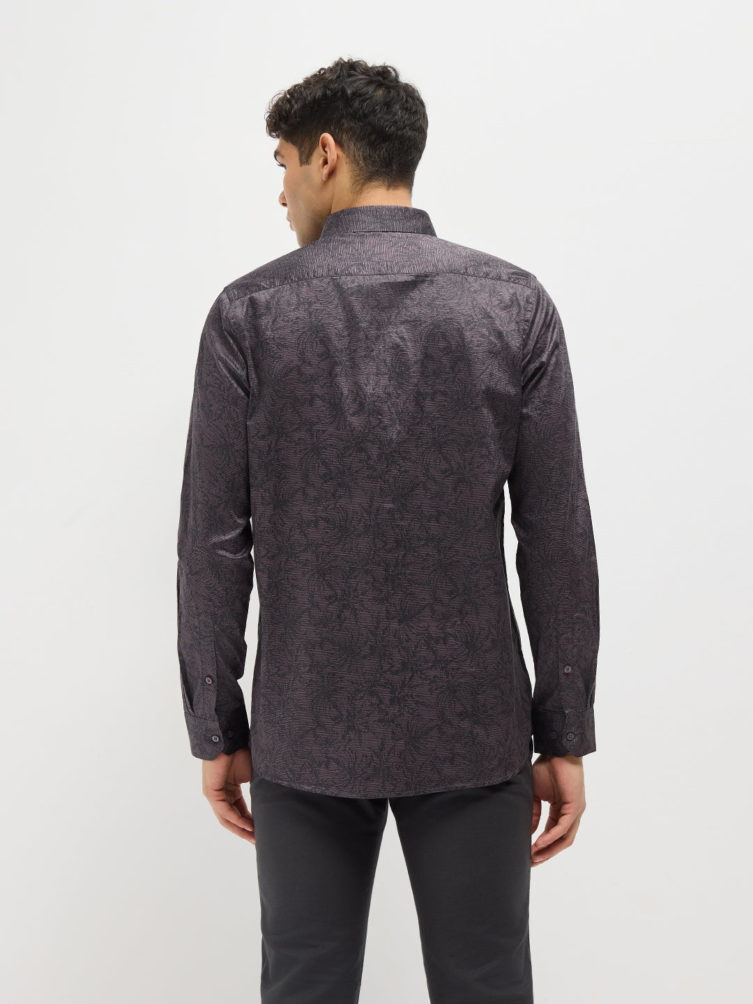 Brown with Black Printed Casual Shirt