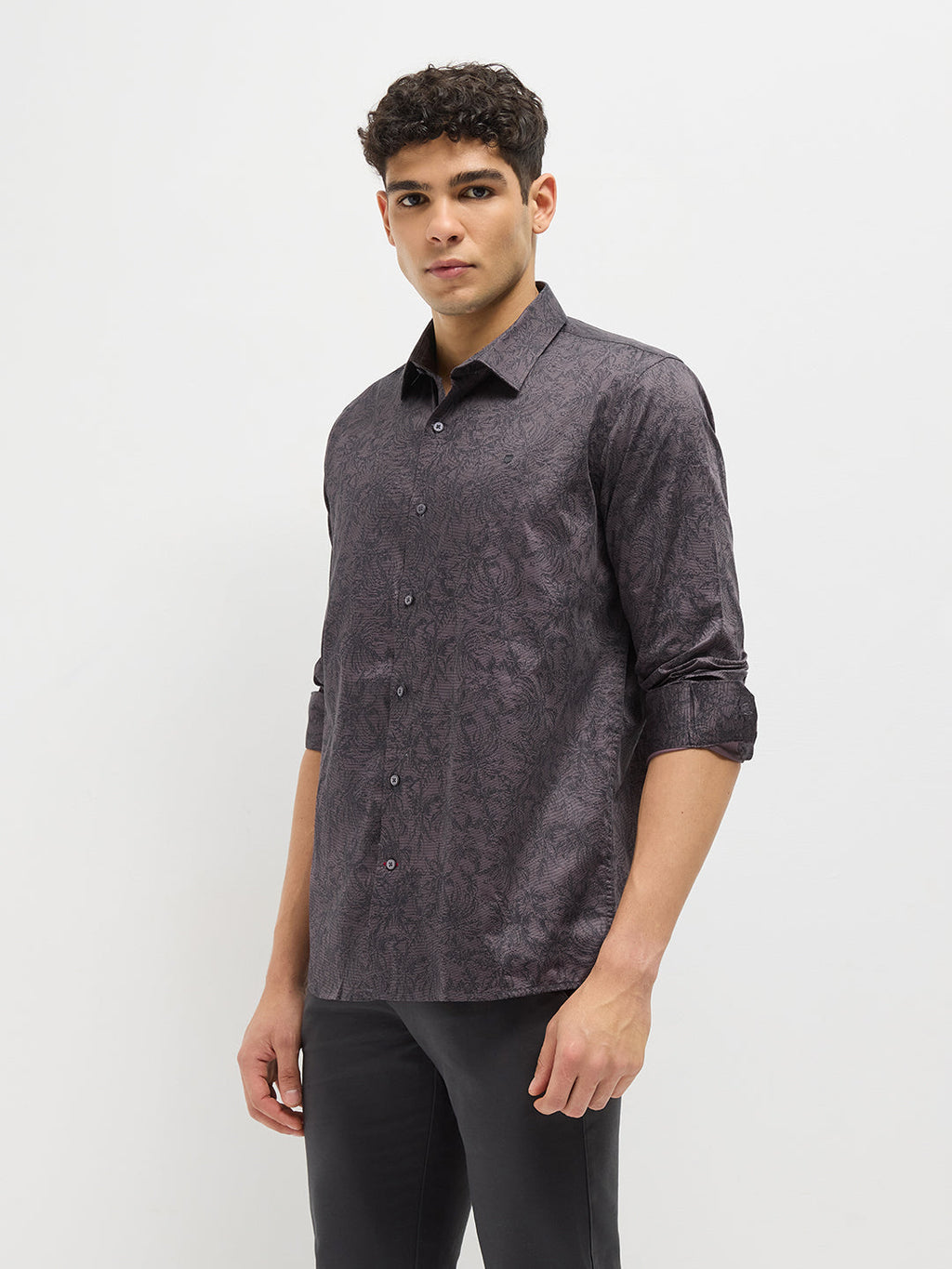 Brown with Black Printed Casual Shirt
