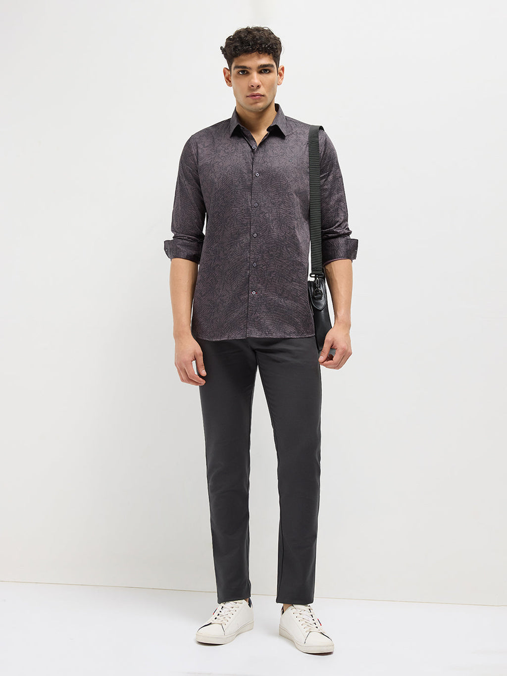 Brown with Black Printed Casual Shirt