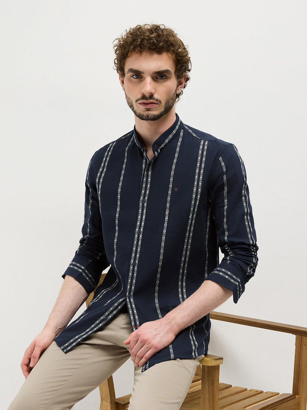 Dark Blue Stripes Casual Shirt