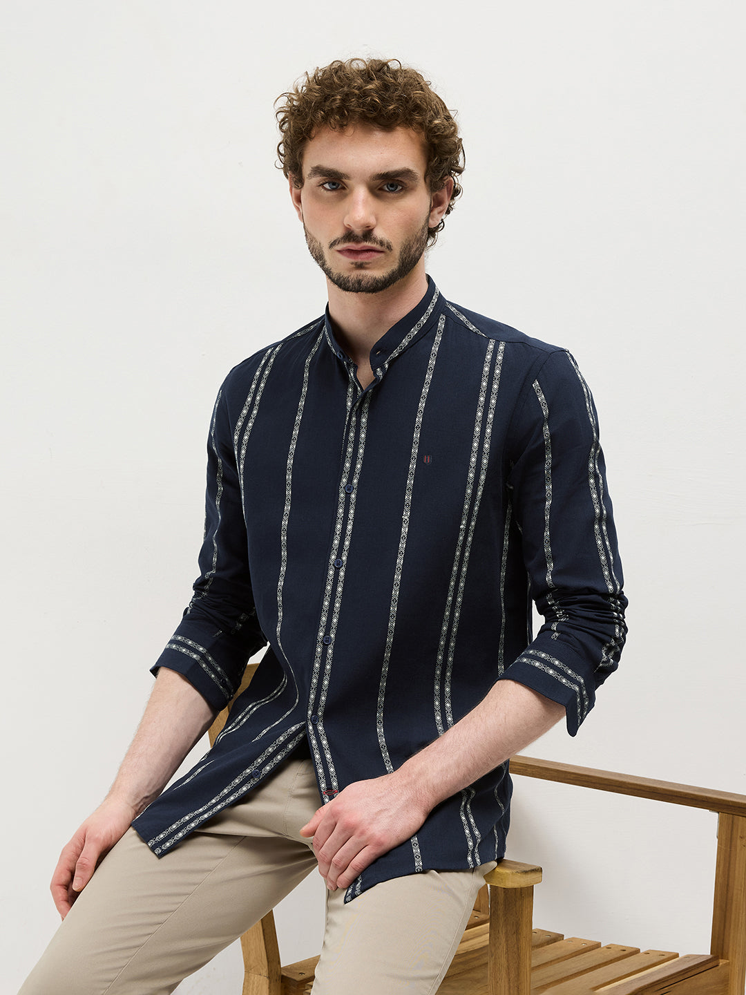 Dark Blue Stripes Casual Shirt