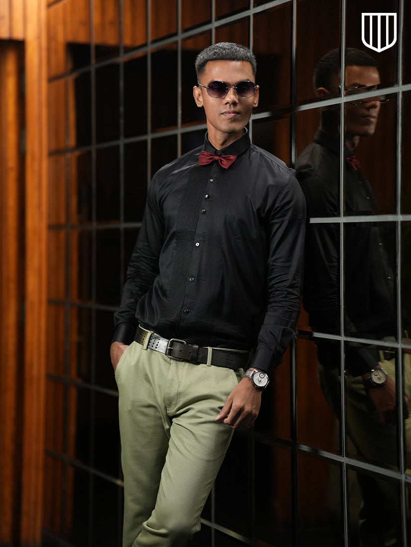 Black Plain Club Wear Shirt