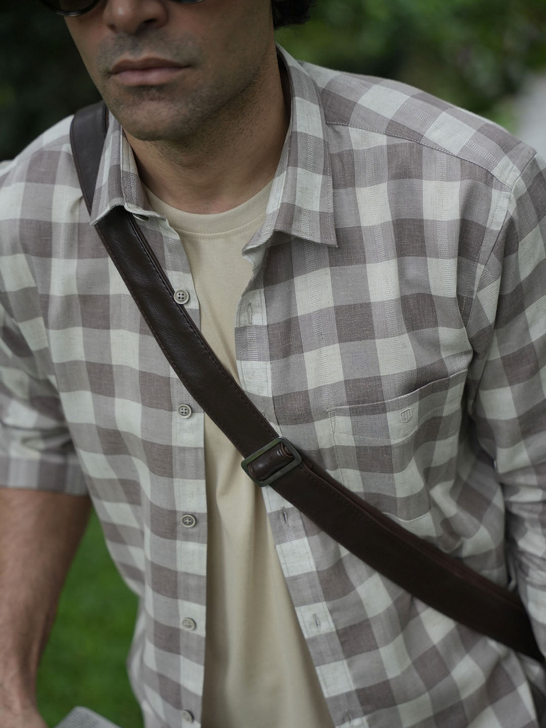Light Brown Checked Casual Shirt