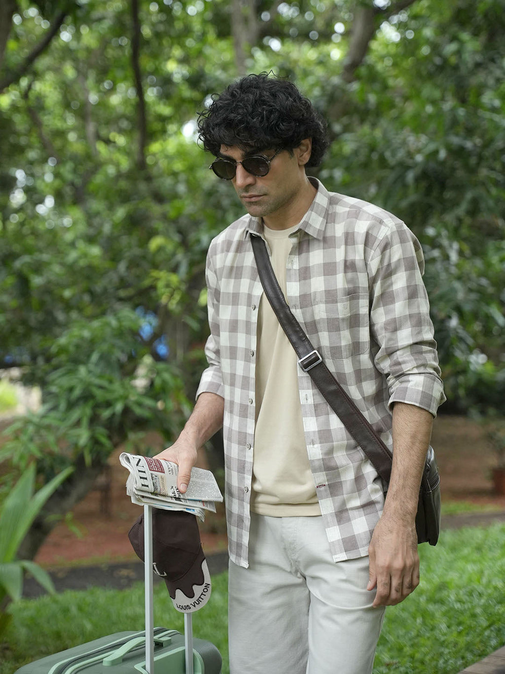 Light Brown Checked Casual Shirt