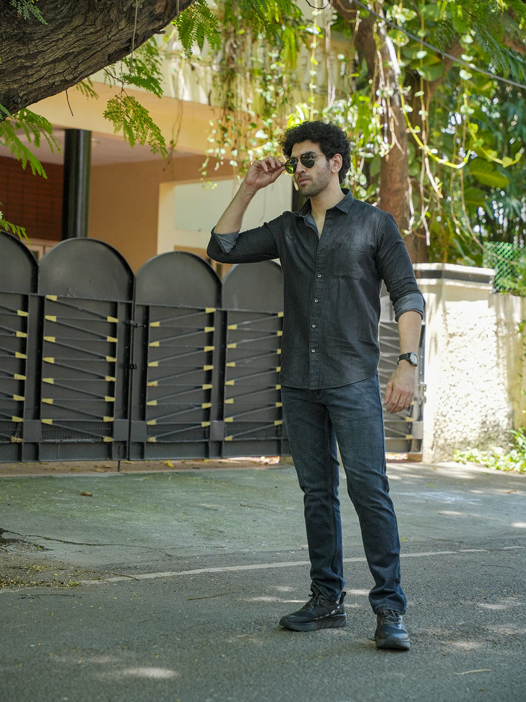 Black Casual Denim Shirt