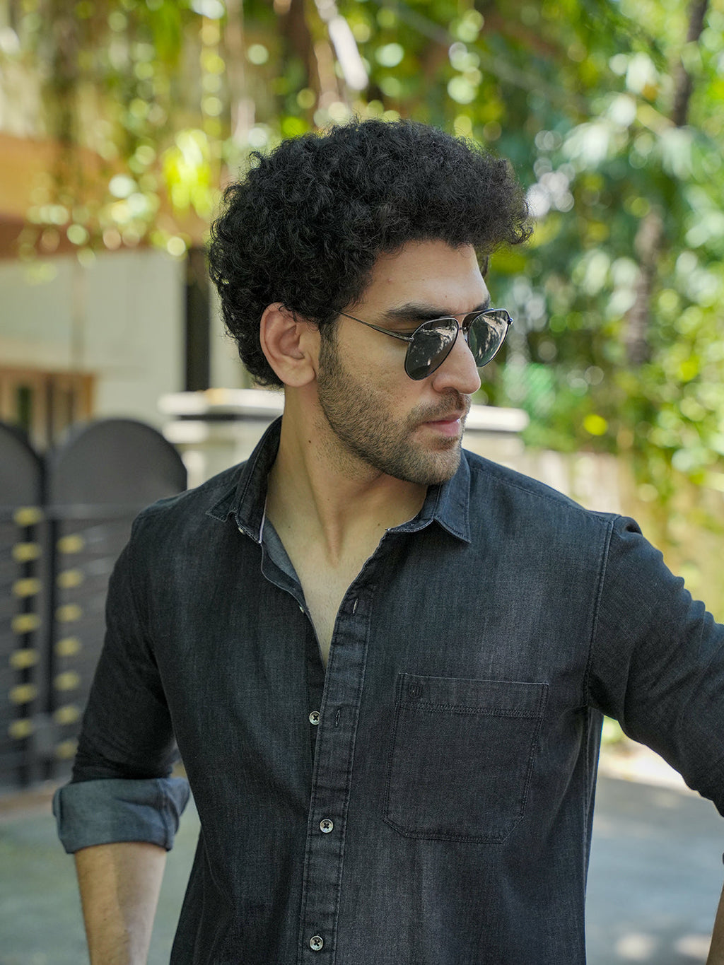 Black Casual Denim Shirt