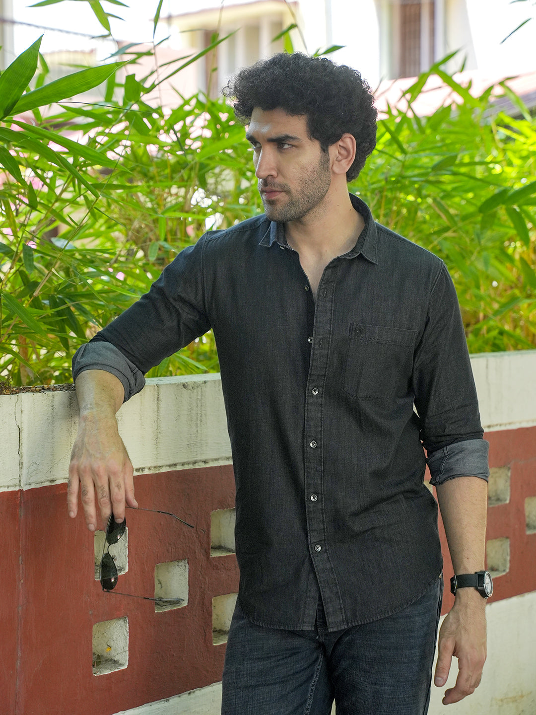 Black Casual Denim Shirt