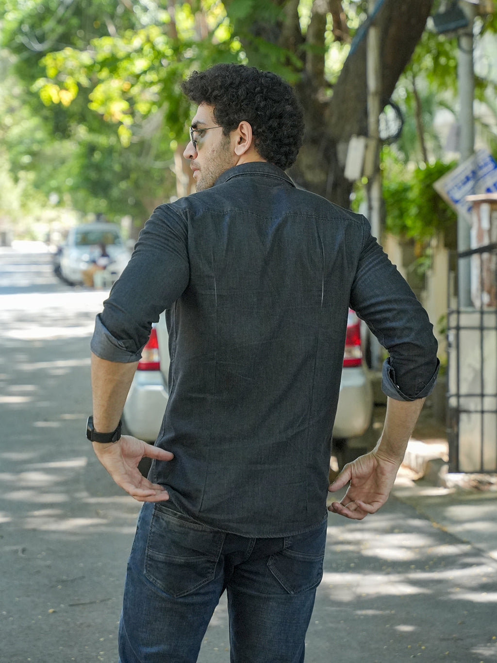 Black Casual Denim Shirt