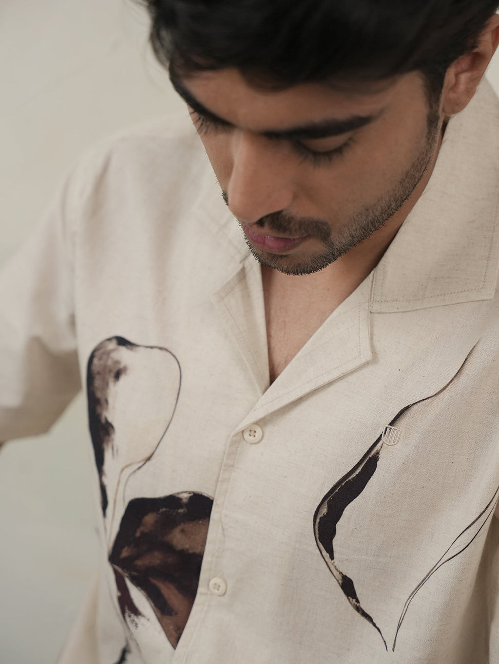 Beige Panel Printed Casual Shirt