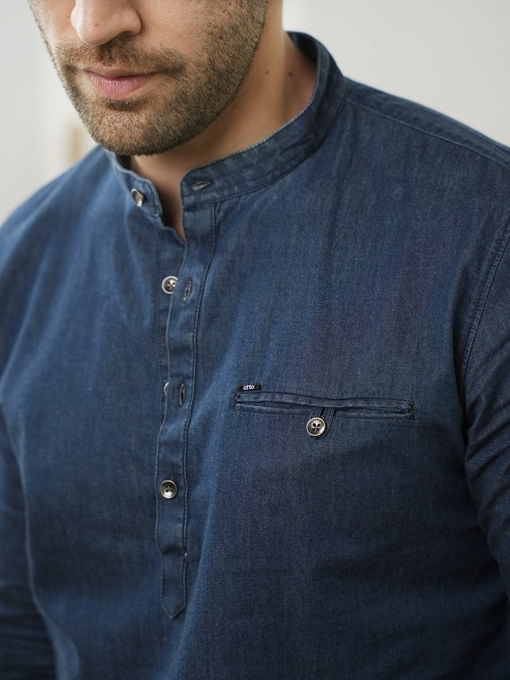 Dark Blue Casual Denim Shirt