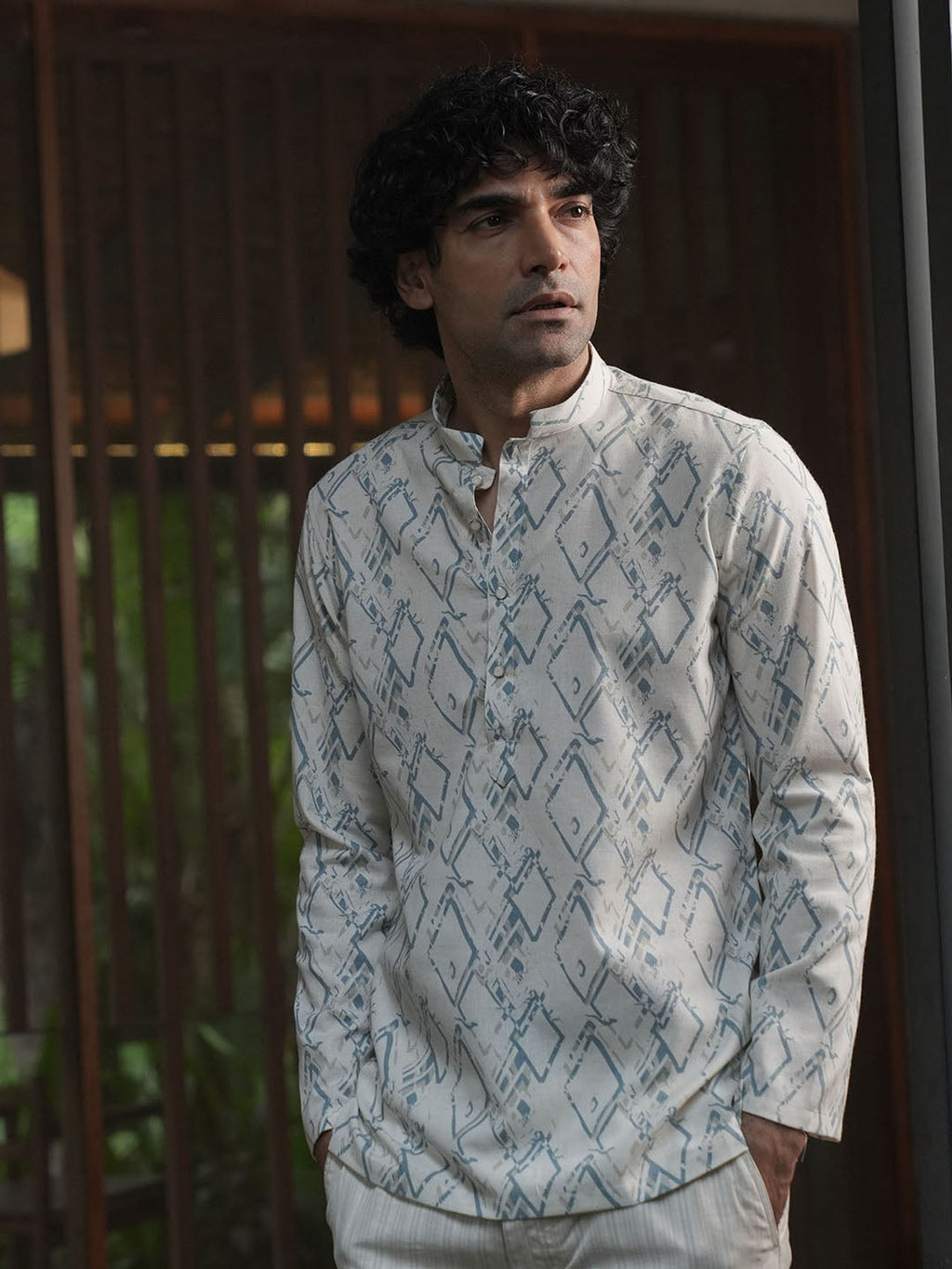 Blue Casual Printed Kurta