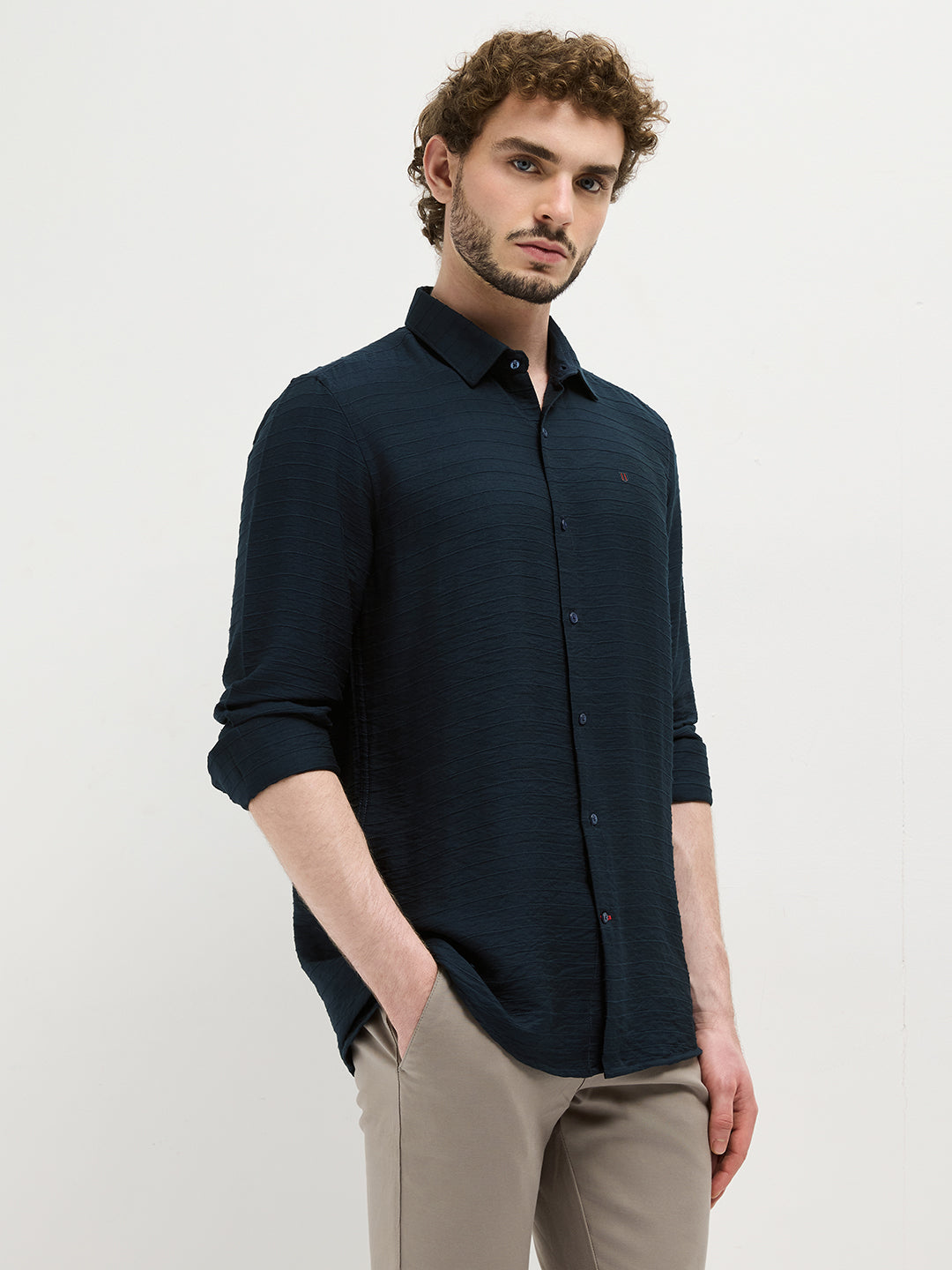 Navy Checked Casual Shirt