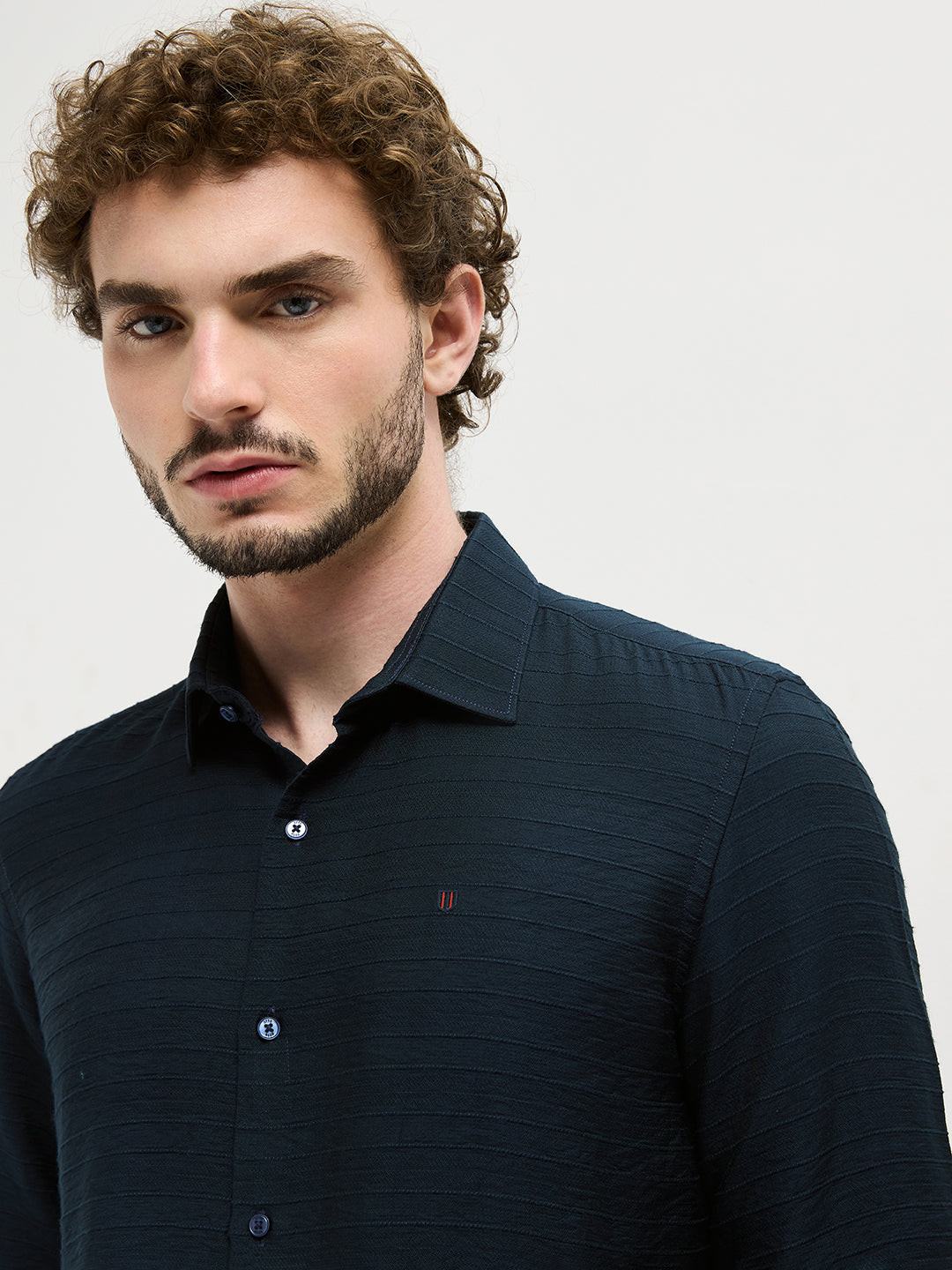 Navy Checked Casual Shirt